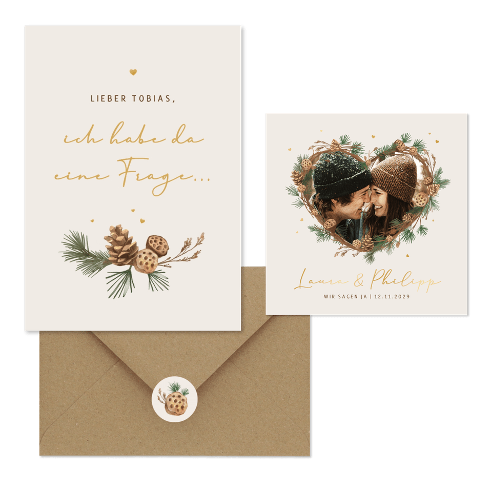 Hochzeit - Tannenzweige Herz Rahmen zur Winterhochzeit