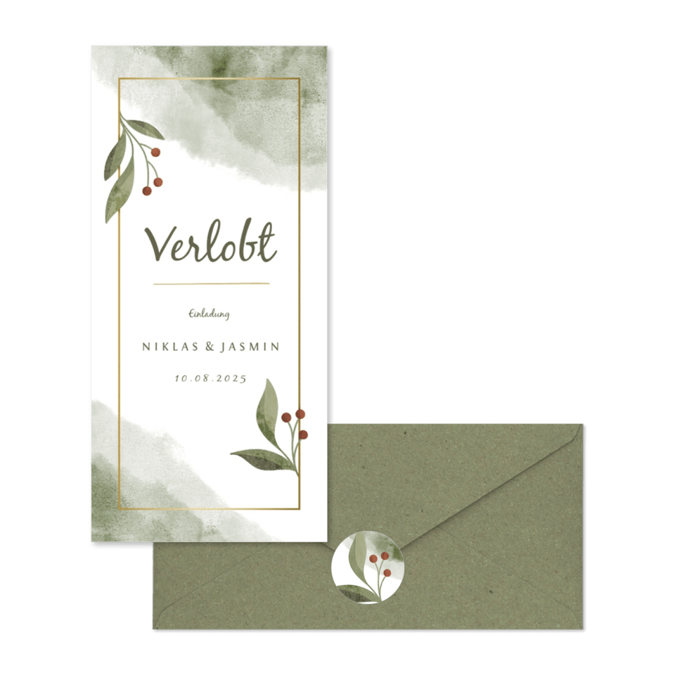 Hochzeitskartenset Wasserfarbe botanisch & geometrisch