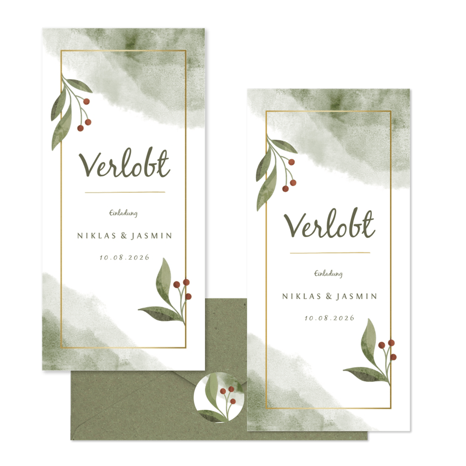 Hochzeitskartenset Wasserfarbe botanisch & geometrisch 