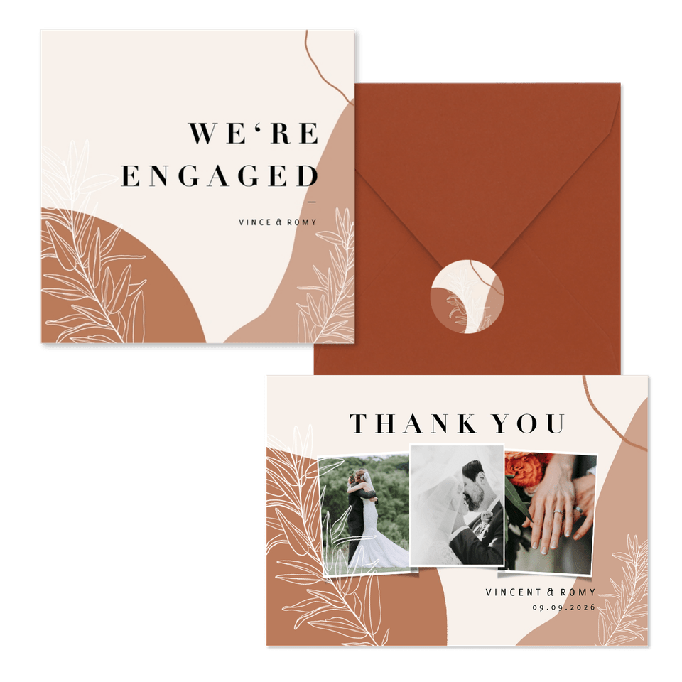 Hochzeitskartenset erdiges Boho mit Zweigen