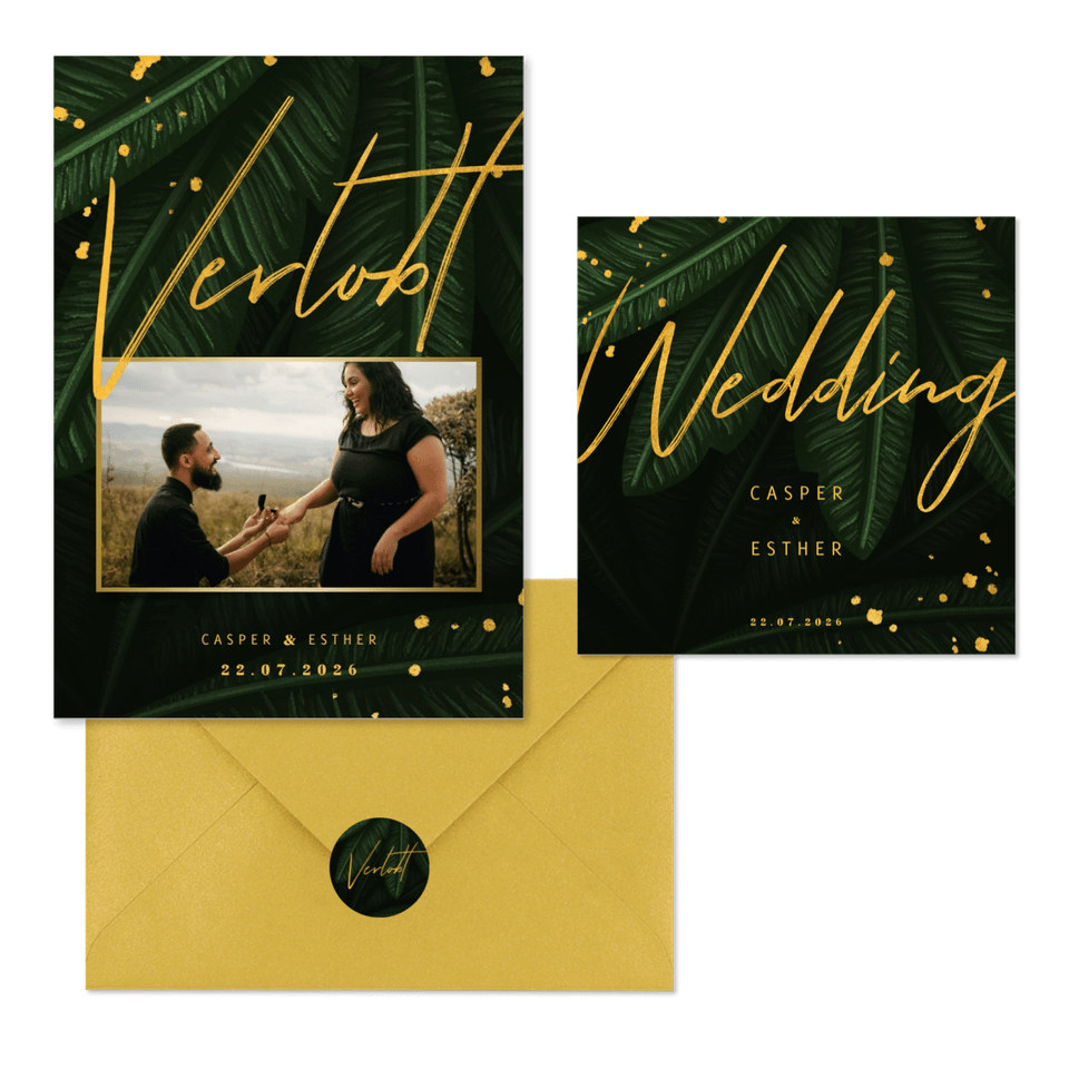 Hochzeitskartenset dunkelgrüner Dschungel
