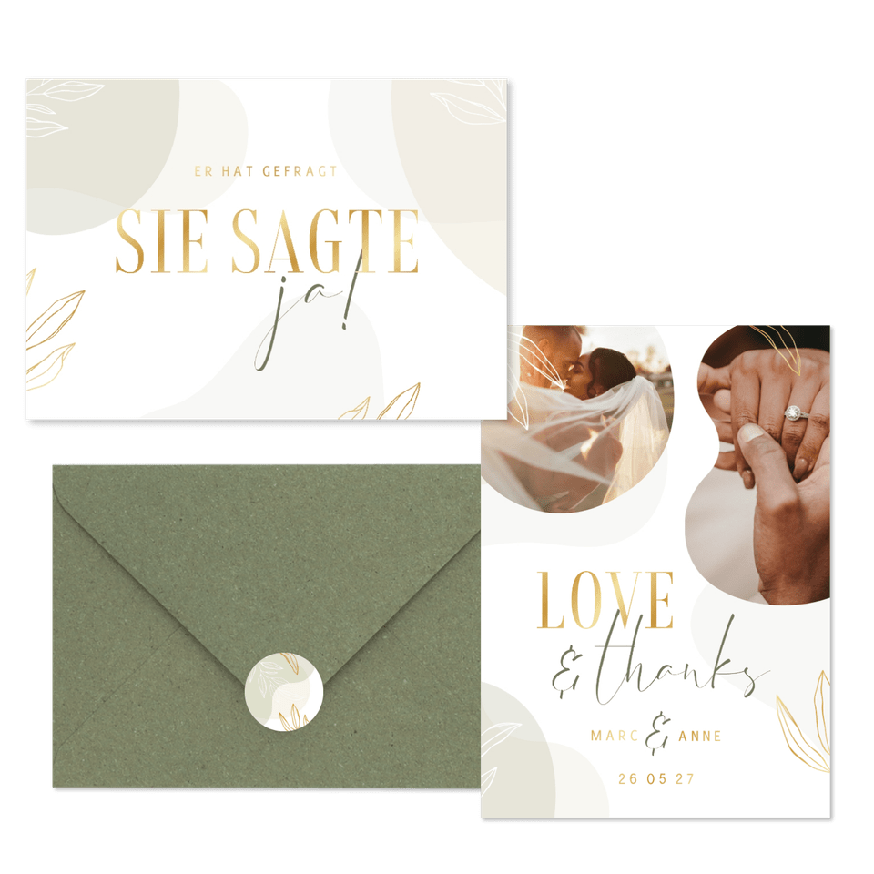 Hochzeitskartenset Boho Formen und Zweige