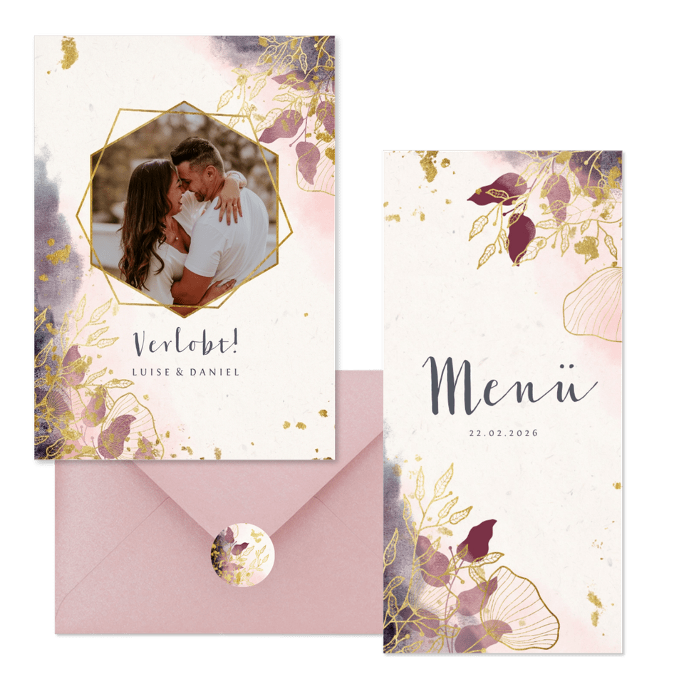 Hochzeitskarten Bohemian Zweige und Blätter