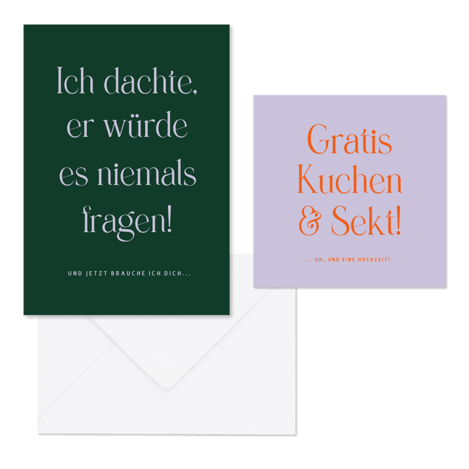 Hochzeitskartenset mit witzigen Texte